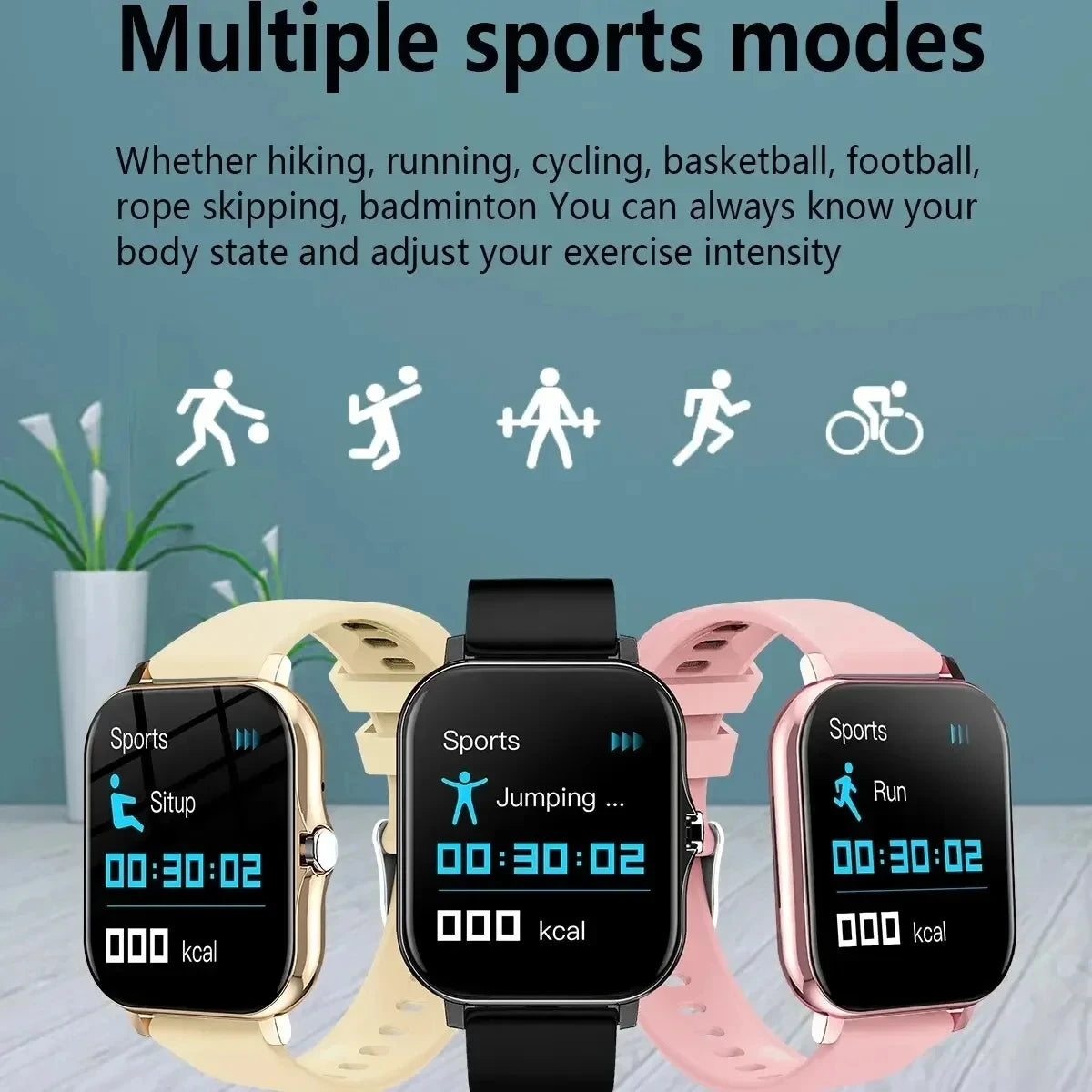 New +3pc Stylish Fitness Tracker with BT Call & Music