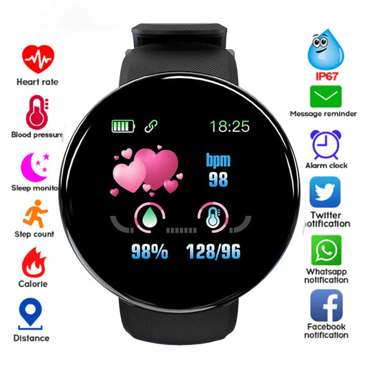 "Revolutionize Your Tech with the D18 Smartwatch – 2024's Smart Bracelet with Touchscreen and Waterproof Features