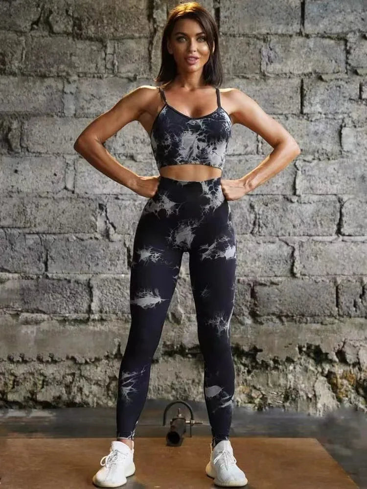 Tie Dye Yoga Women's Seamless Sports Suit