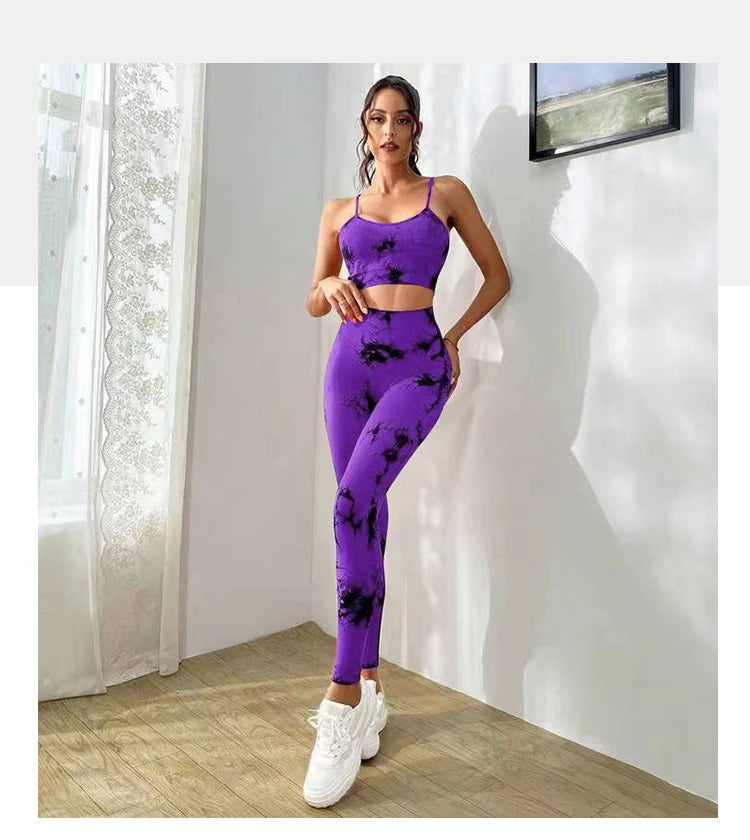 Tie Dye Yoga Women's Seamless Sports Suit